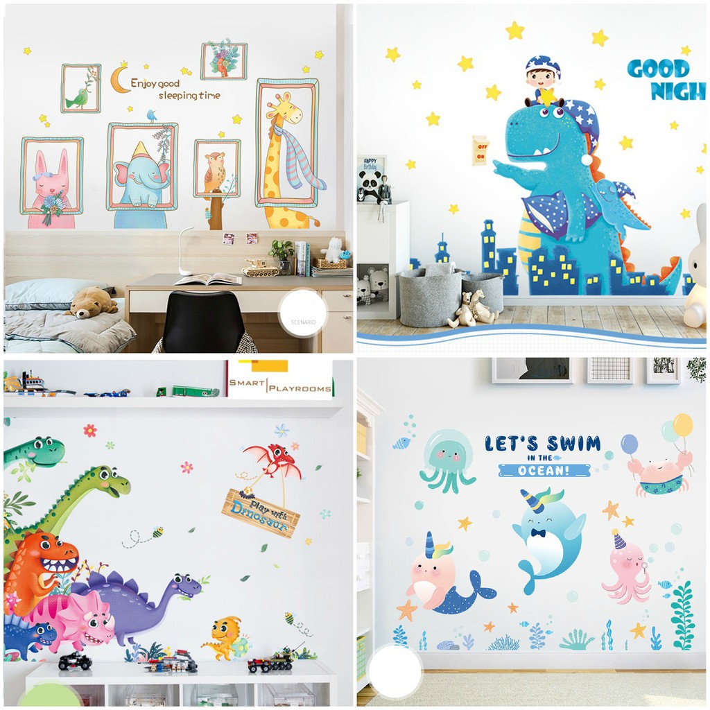 Decal dán tường [ LOẠI HÀN QUỐC CAO CẤP ] loạt decal hoạt hình trang trí phòng cho bé, trang trí phòng khách, phòng ngủ | BigBuy360 - bigbuy360.vn