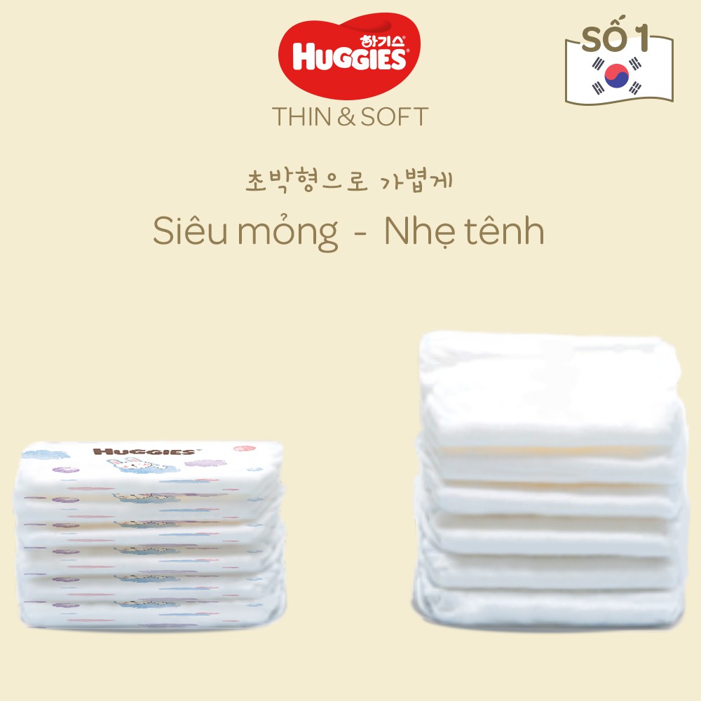 Tã Dán Cao Cấp Hàn Quốc Huggies Thin & Soft Siêu Mềm Mỏng Size M54/L46/XL42