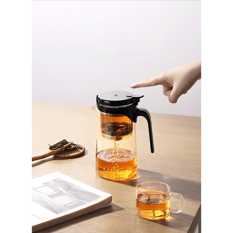 Bình lọc trà thủy tinh lõi thủy tinh thông minh P001 0.7L