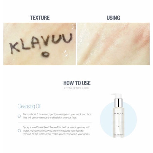 Dầu tẩy trang sáng da ngọc trai KLAVUU Pure Pearlsation Divine Pearl Cleansing Oil