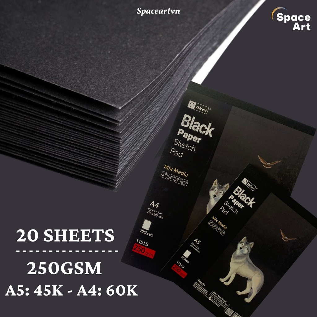Sổ Sketch Pad Giấy Đen Zen Art Black Paper Sketch Pad