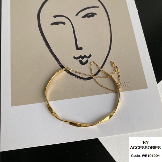 Vòng tay titan xoắn phối xích mảnh không gỉ WB191204