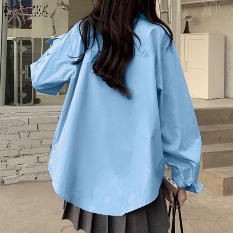 Áo sơ mi ZANZEA dài tay có khóa kéo thời trang cho nữ
