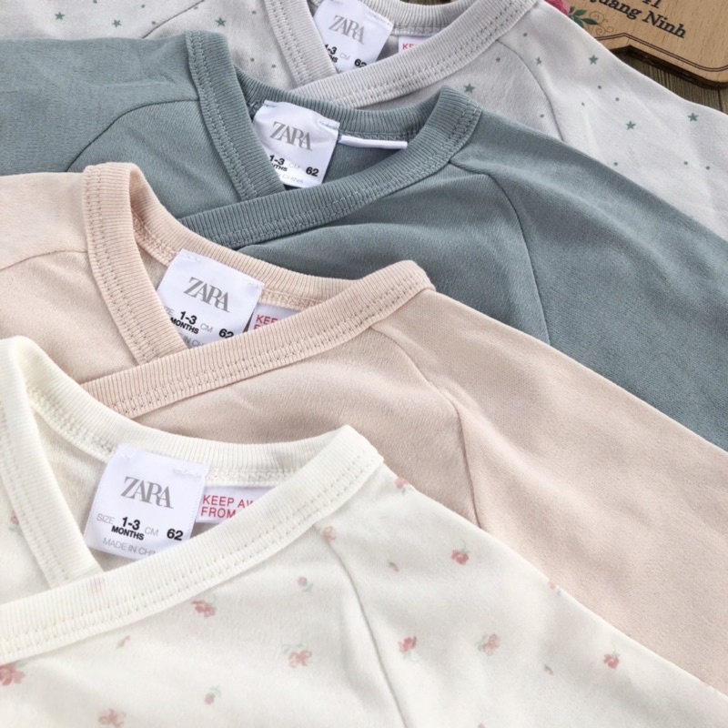 Body chip dài tay cài cúc chéo  Zara dư xịn, bodysuit dài tay lệch vạt Zara chất cotton mềm mại thoáng mát