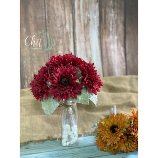 Hoa giả hoa lụa - Hoa hướng dương bông to 12cm đẹp cao cấp nhập khẩu Hà Nội trang trí nội thất Chiiflower CH45