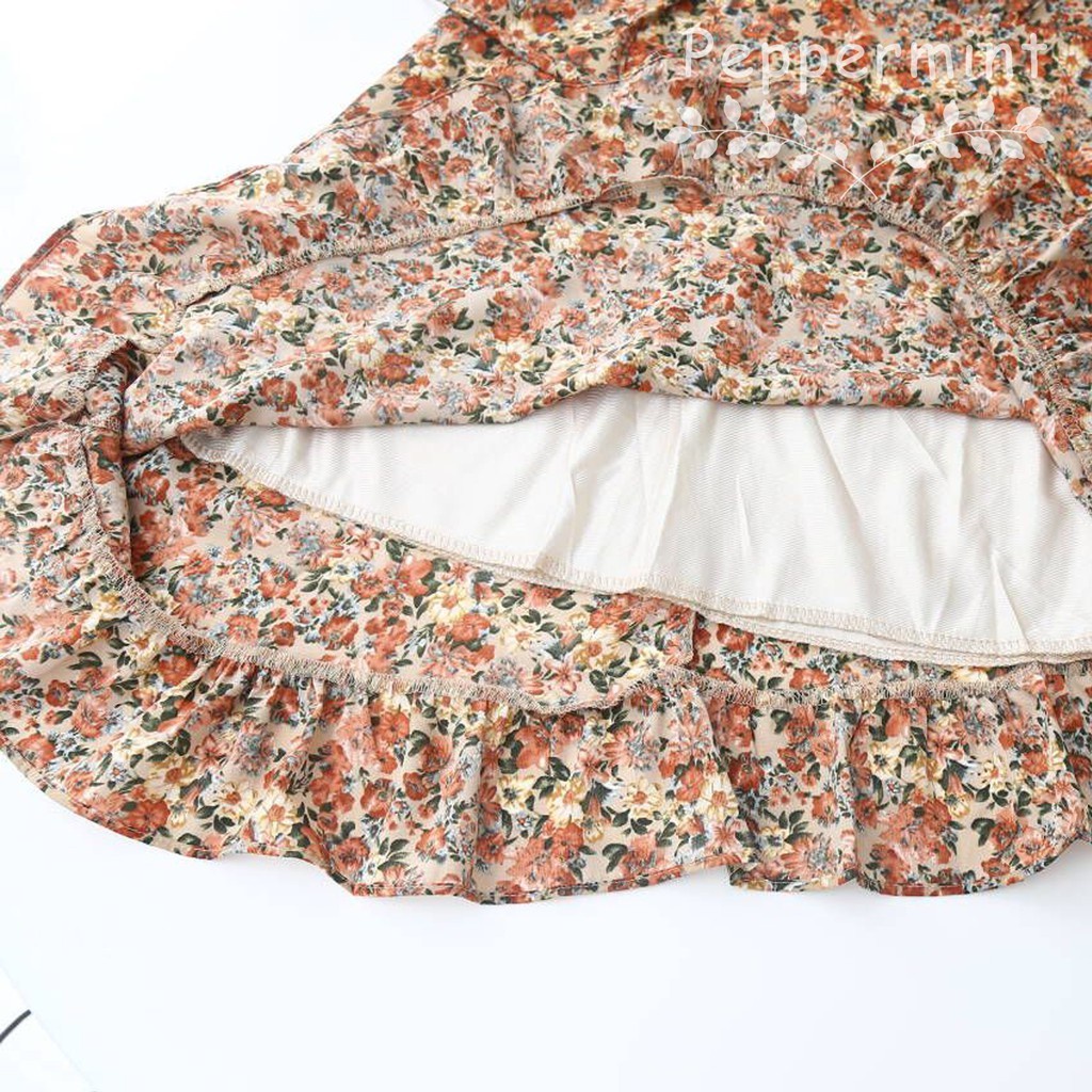 Đầm Hoa Tay Ngắn Cổ Chữ V Phong Cách Vintage  #QC78 #QC79