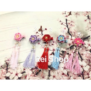 Kẹp tóc hoa Anh Đào có tua rua - Kẹp tóc Kanzashi
