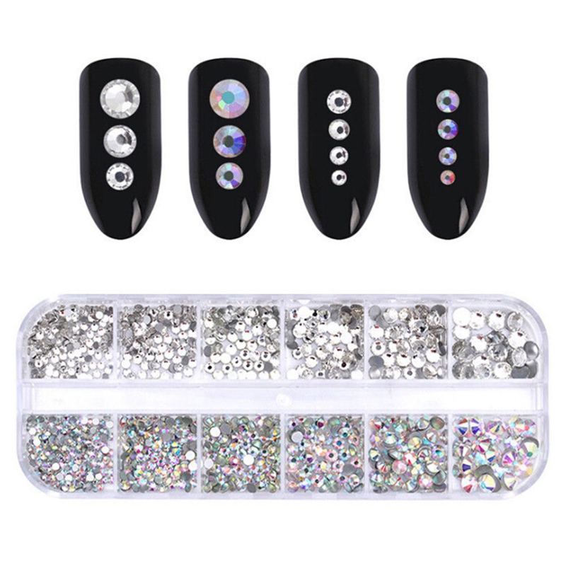 Nail 12 square box rhinestone transparent flat bottom rhinestone magic color diamond mixed