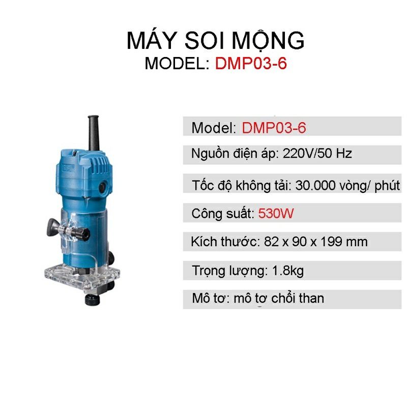MÁY SOI MỘNG PHAY GỖ DongCheng DMP03-6 CÔNG SUẤT 530W, GIÁ RẺ NHẤT SHOPEE