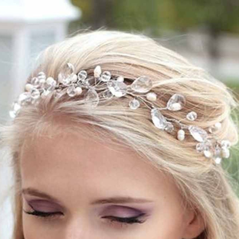 Vương Miện Cài Tóc Đính Ngọc Trai Nhân Tạo Phong Cách Cổ Điển Cho Cô Dâu