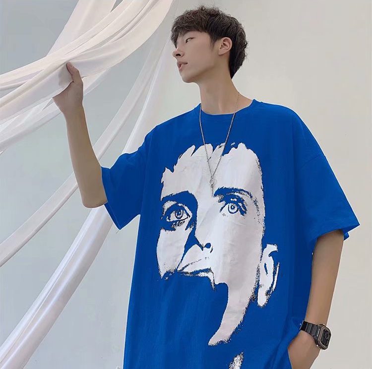 5 color【M-5XL】Fashion Short sleeve T-shirt Men Printed Pattern student couple short T-shirt unisex T-shirt Summer new style Oversize couple wear