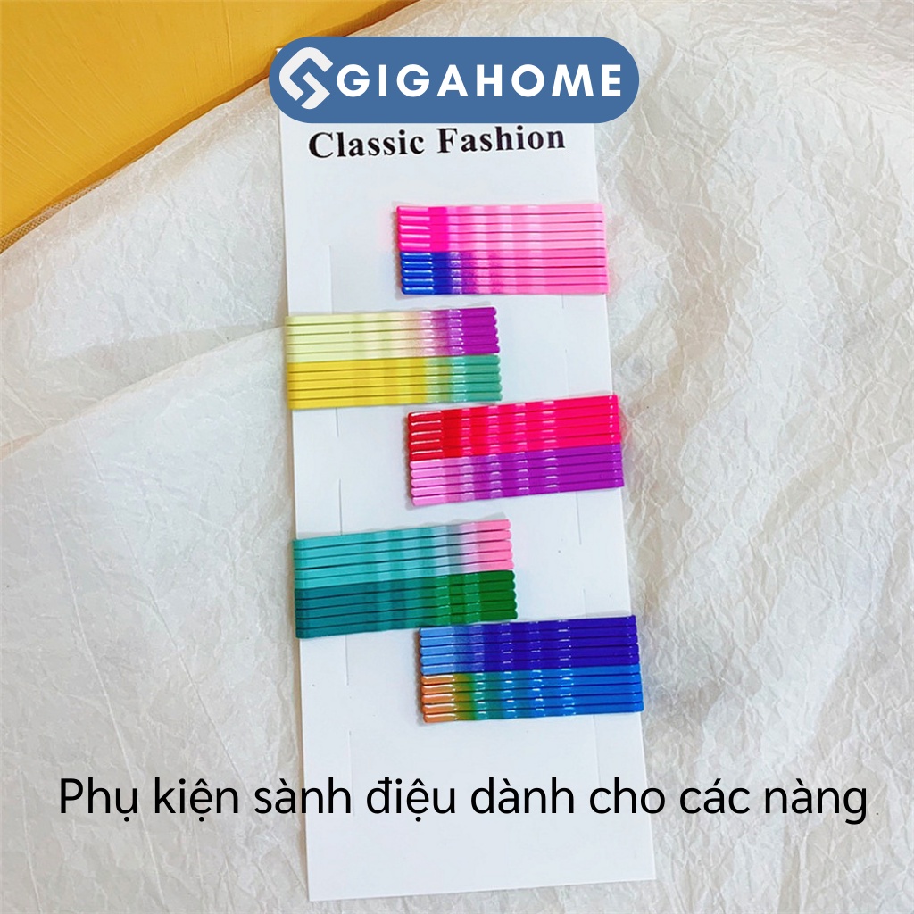 Vỉ 50 Kẹp Tóc Tăm Gợn Sóng Màu Cầu Vồng Đơn Giản, Thời Trang Cho Bạn Nữ GIGAHOME 6544