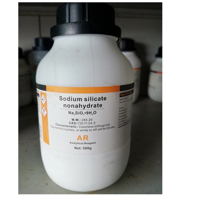 Hoá chất Sodium silicate  natri silicat Na2SiO3.9H2O lọ 500g CAS 13517-24-3 - bột Na2SiO3