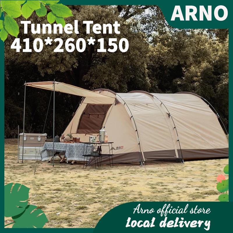 Tunnel Tent Lều Cắm Trại Ngoài Trời Hai Phòng Một Hội Trường Lều Di Động Thích Hợp Cho 6-8 Người
