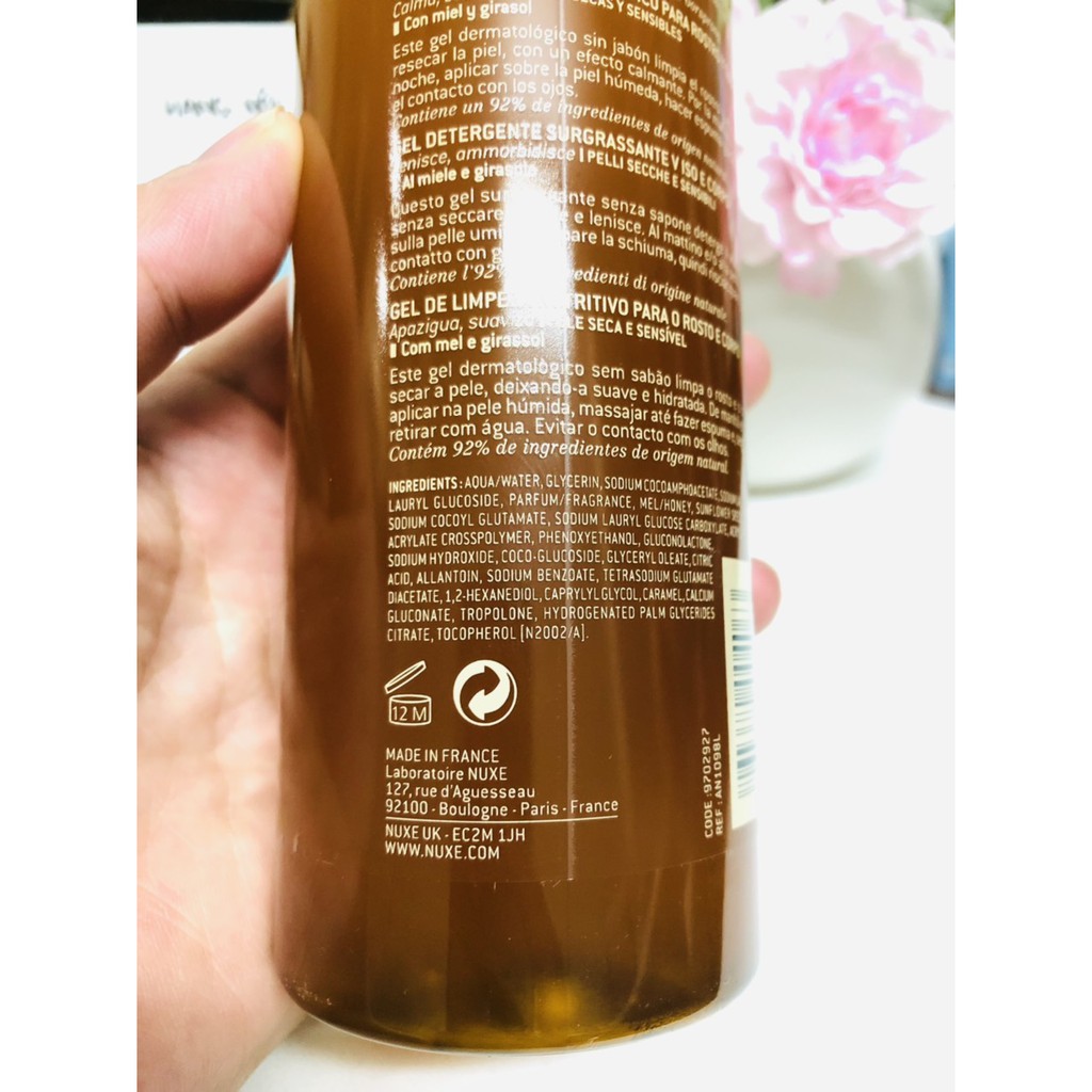 Sữa rửa mặt mật ong NUXE Reve de miel Gel Lavant Surgras 400ml