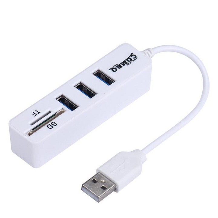 Hub USB Kèm đầu đọc thẻ nhớ cho PC Laptop - Mở rộng Cổng cho Điện thoại bằng cổng OTG