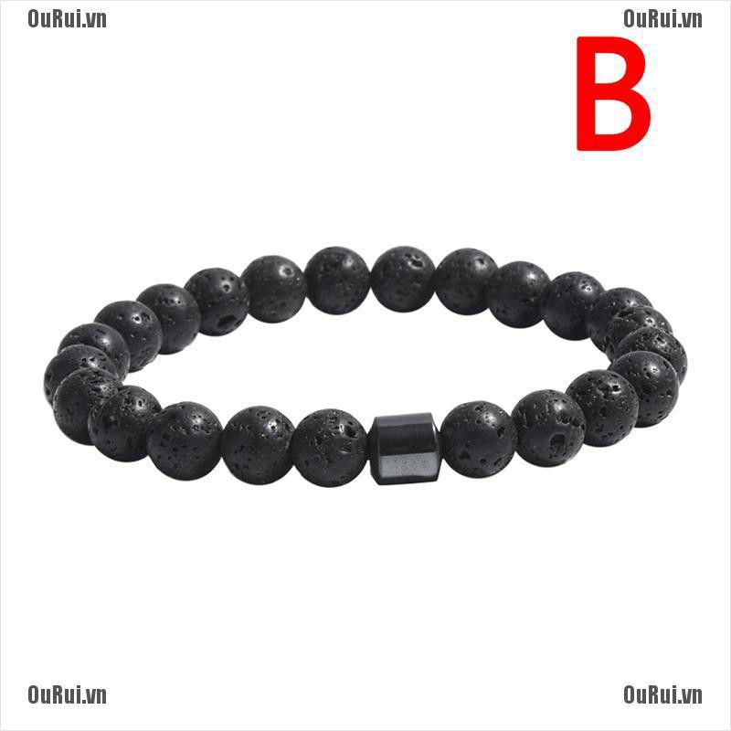 Vòng Đeo Tay Đính Đá Núi Lửa 8mm Cá Tính Cho Nam Và Nữ