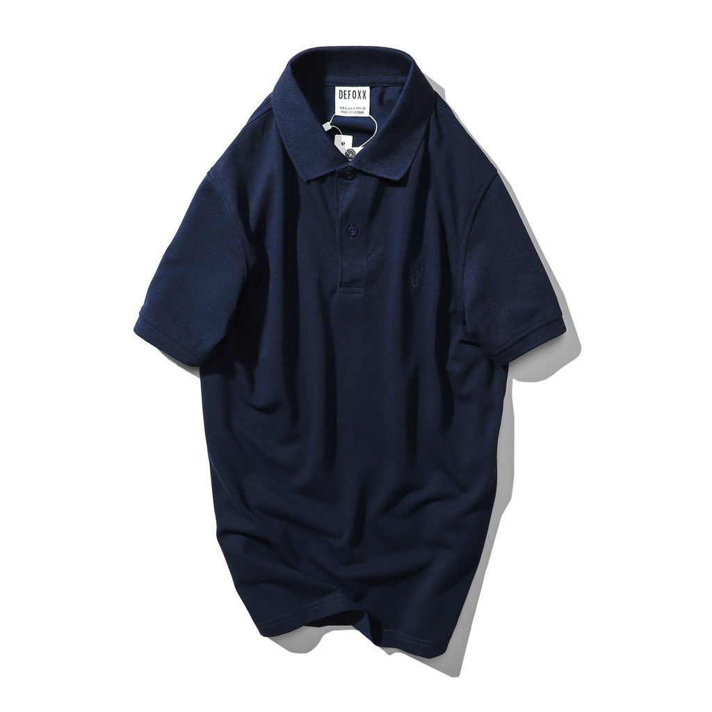 Áo polo nam, áo thun cá sấu cổ bẻ cao cấp DEFOXX vải cá sấu 2 chiều màu navy 210817