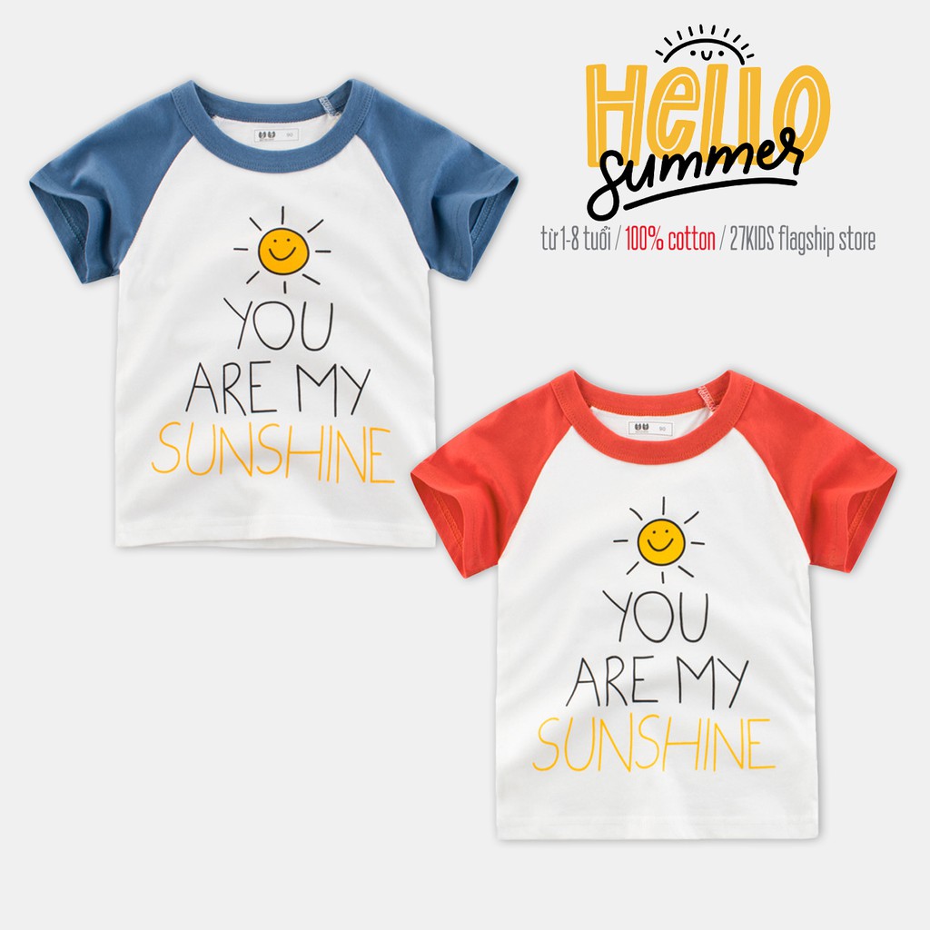 Áo phông cho bé 27kids áo cặp áo đôi họa tiết mặt trời chất cotton hàng xuất Âu Mỹ