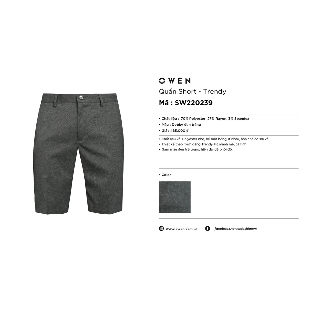 Quần short vải owen màu dobby đen trắng dáng trendy SW220239