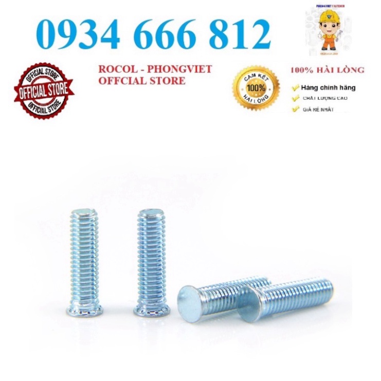 Combo 50c trụ tán clin FH M3X15, M4X10, M4X12, M4X16 thép mạ