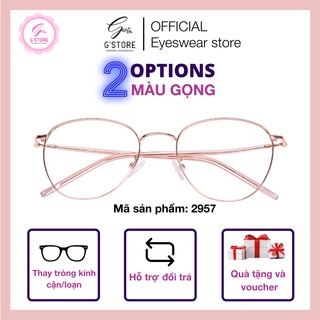 Kính cận nữ gọng kim loại mảnh nhiều màu, Gọng kính kim loại mắt tròn chân nhựa cực xinh 2957