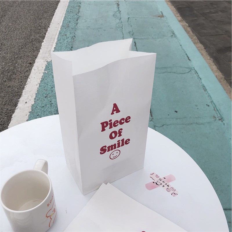 Ohaya Túi Giấy Kraft Thân Thiện Với Môi Trường Đựng Quà Trang Trí Hình Mặt Cười &lt; a piece of smile} Hàn Quốc ins