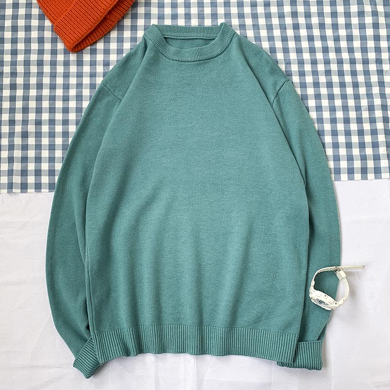 Áo Sweater Cổ Tròn Màu Trơn Phong Cách Hàn Quốc Dễ Phối Đồ Với 6 Màu Lựa Chọn Màu Sắc