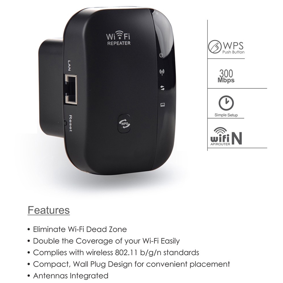 [In Stock] 300Mbps Wireless Wifi Repeater RouterSignal Amplifier Booster
