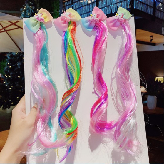 FOLLOW TẶNG 3KHÀNG CÓ SẴN  Kẹp tóc đính tóc giả hình nơ ngựa Pony kỳ lân đầy màu sắc CHỌN MẪUVOUCHER 100K