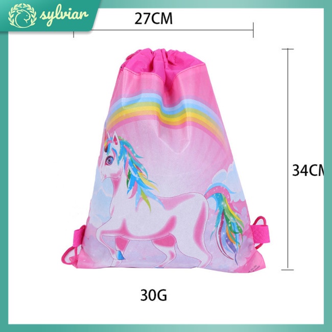 Ba Lô Dây Rút Bằng Vải Không Dệt In Họa Tiết Ngựa Hoạt Hình Cho Trẻ Em