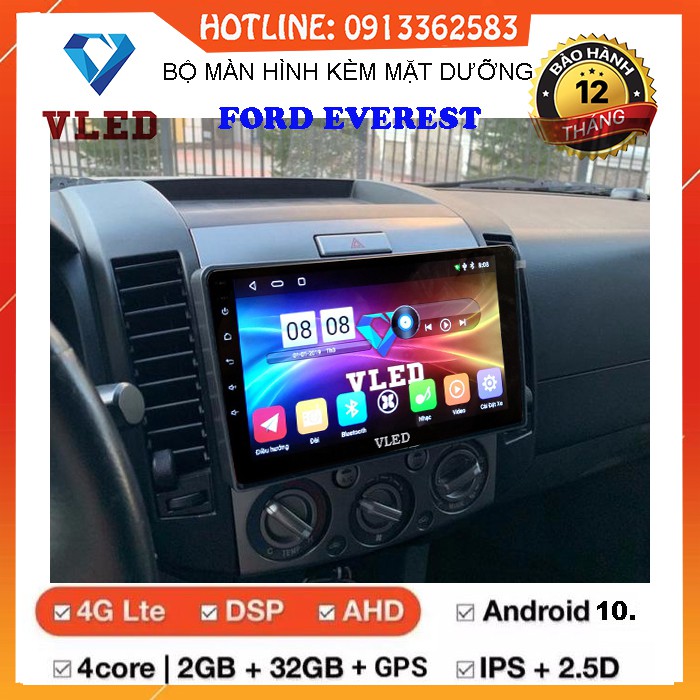 Bộ màn hình DVD Android VLED V5 cho xe FORD EVEREST, ROM 32G, RAM 2G lướt wed tốc độ cao, Thu, phát wifi