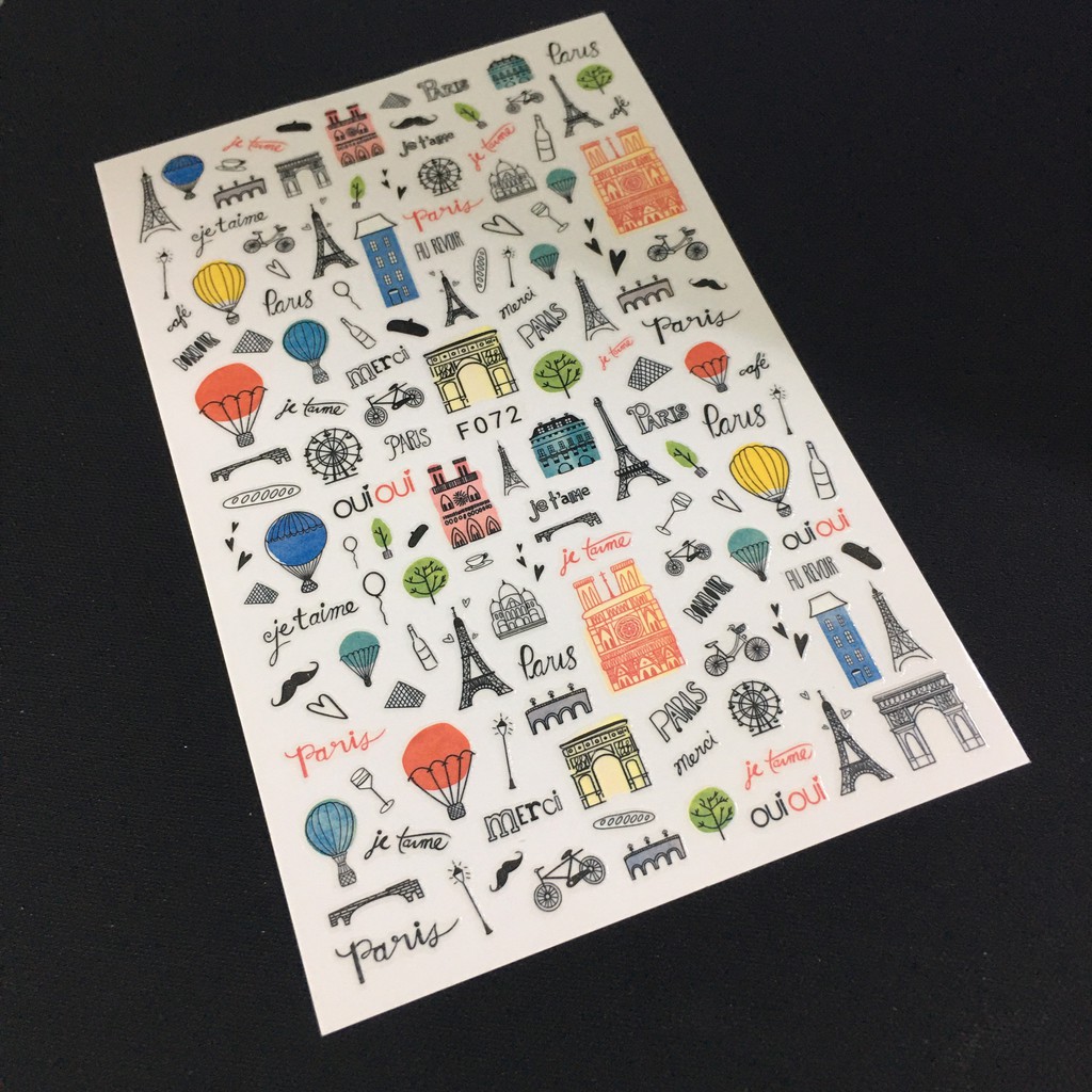 sticker dán móng hình khinh khí cầu kim tự tháp