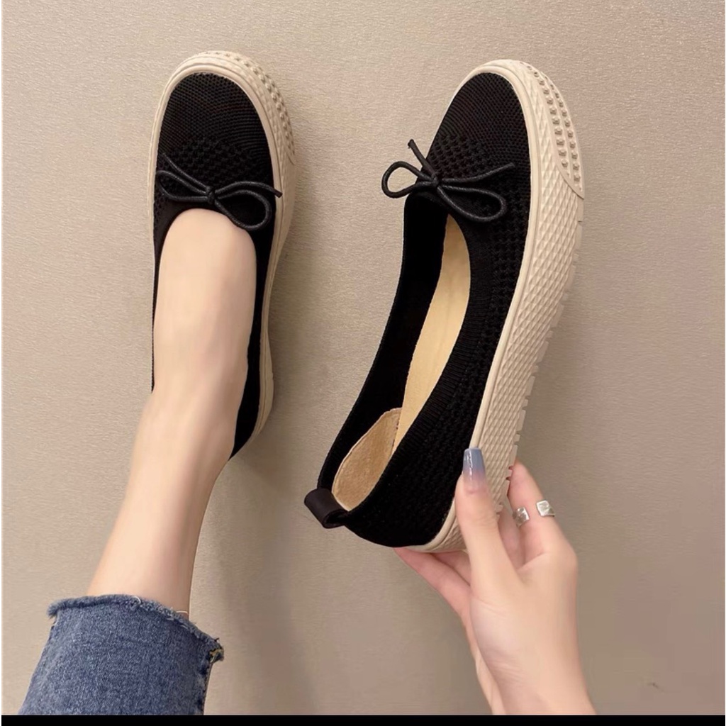 Mã X02 Giày búp bê nữ vải phối nơ cao cấp êm chân siêu xinh hottrend 2022