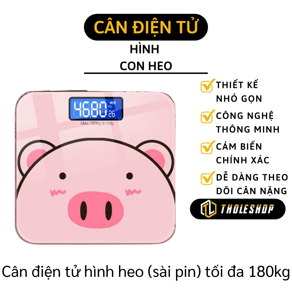 Cân Điện Tử - Cân Sức Khỏe Gia Đình Mặt Kính Cường Lực Hình Chú Heo Xinh 9285