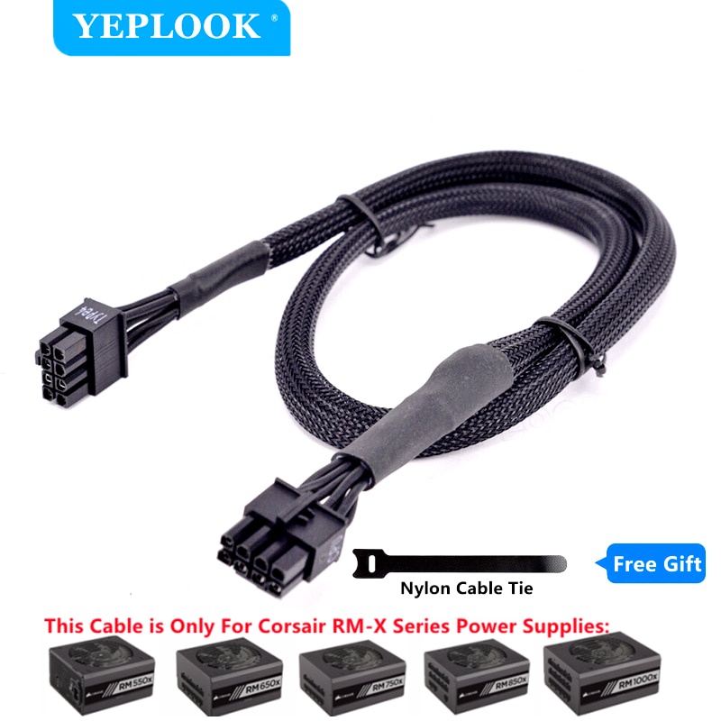 CPU 8Pin đến 8Pin 4 + 4Pin Cáp lưới tay cho Corsair RMx Series Mô-đun đầy đủ PSU RM550x RM650x RM750