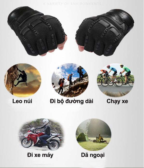 Găng tay, bao tay nam cụt ngón bảo vệ mu bàn tay và tăng độ bám Mechanix Mpact