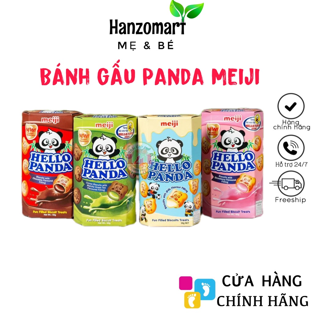 Bánh Gấu Nhân Kem Meiji Hello Panda Hộp 50g