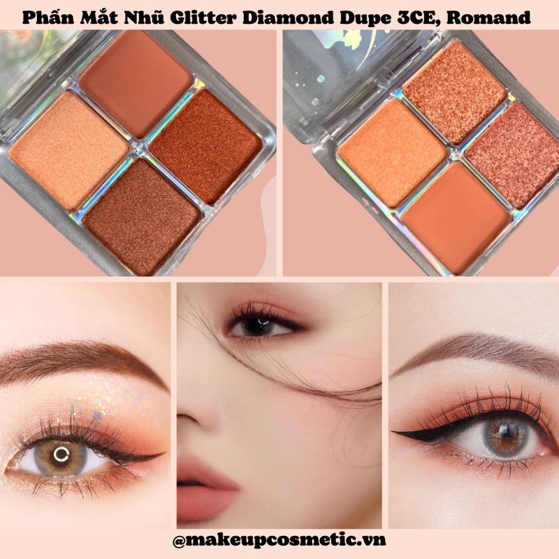 Phấn Mắt Nhũ Glitter Diamond Dupe 3CE, Romand - Mini Eyeshadow Makeup | WebRaoVat - webraovat.net.vn