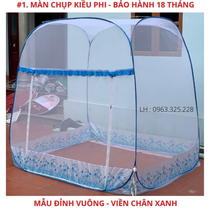 Màn chụp tự bung người lớn gấp gọn Kiều Phi - Mùng ngủ có chân viền cao cấp 1m2 1m6 1m8 2m2 thông minh