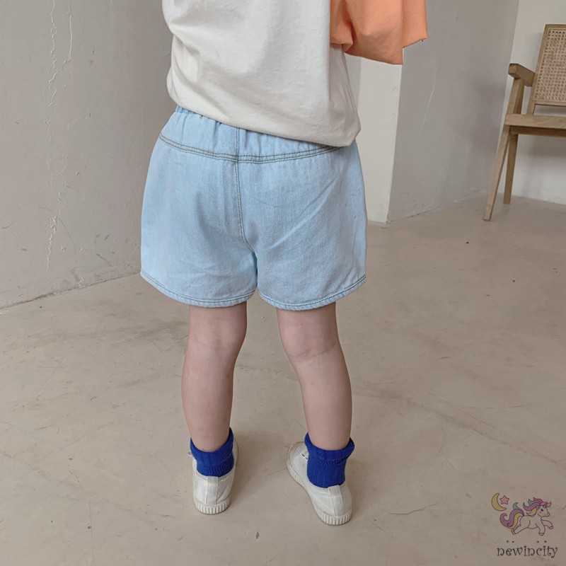 Quần Đùi Denim Kiểu Hàn Quốc Phong Cách Mùa Hè Dành Cho Bé Gái