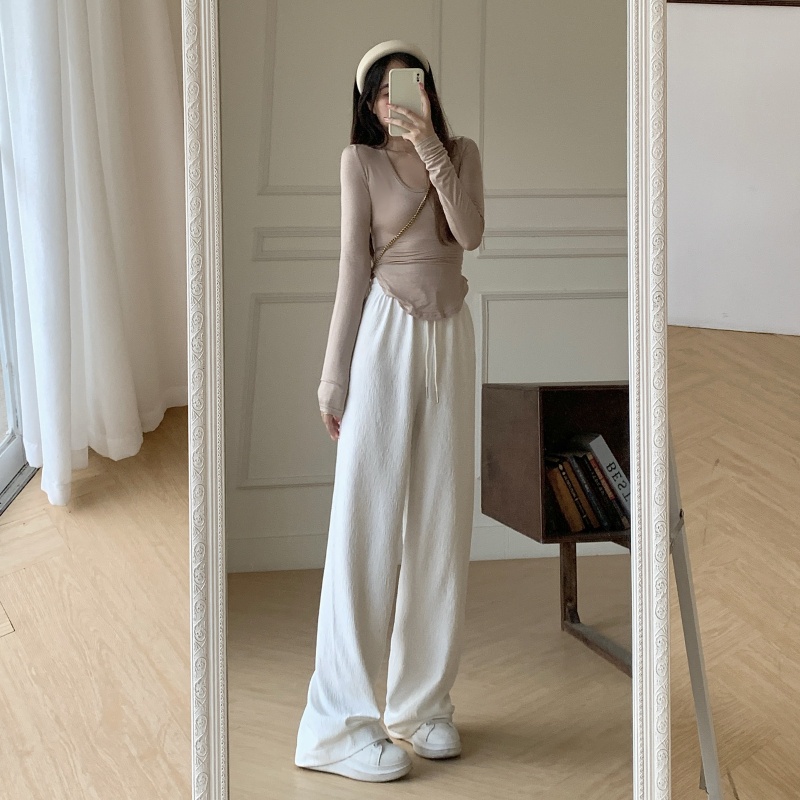 Quần dài ống rộng lưng cao phong cách Hàn Quốc cá tính dành cho bạn nữ