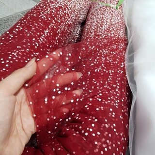 1Met Voan Lưới Chấm Bi Kim Tuyến Lấp Lánh [ 4 Màu ]