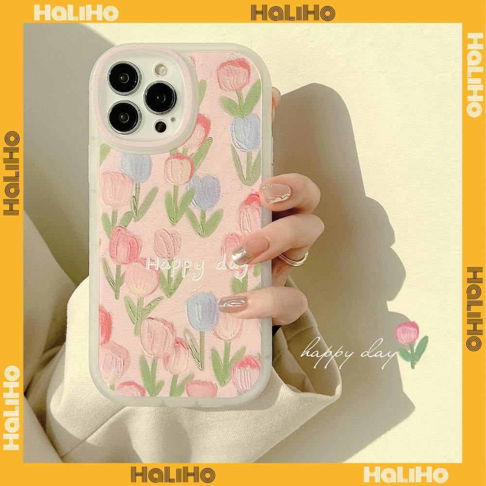 iPhone Case Silicone Soft Case Clear Case TPU Airbag Shockproof Full Coverage Protection Camera Pink Tulip Flower For iPhone 13 Pro Max iPhone 12 Pro Max iPhone 11 iPhone 7 Plus