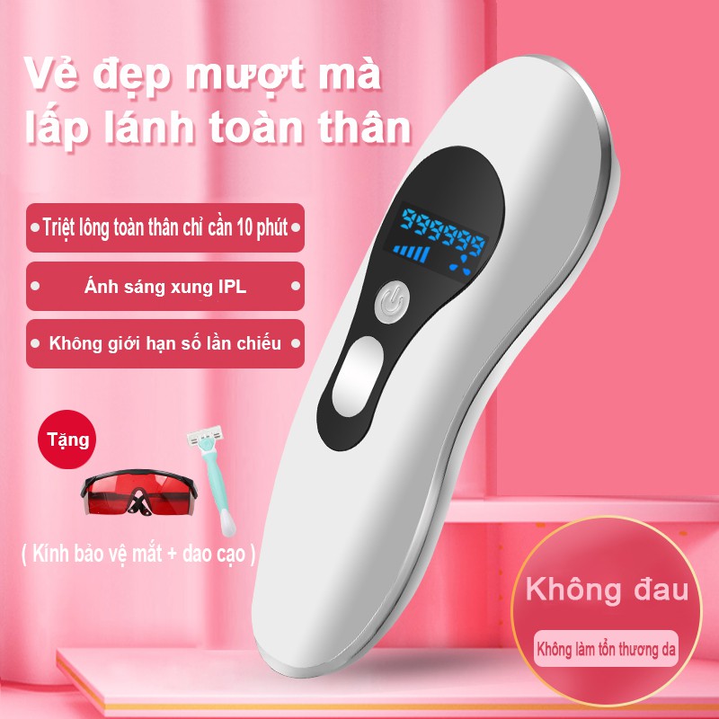 Thiết bị triệt lông bằng Laser xung IPL - Triệt lông mép, nách, vùng kín và toàn thân không đau tại nhà - Máy triệt lông