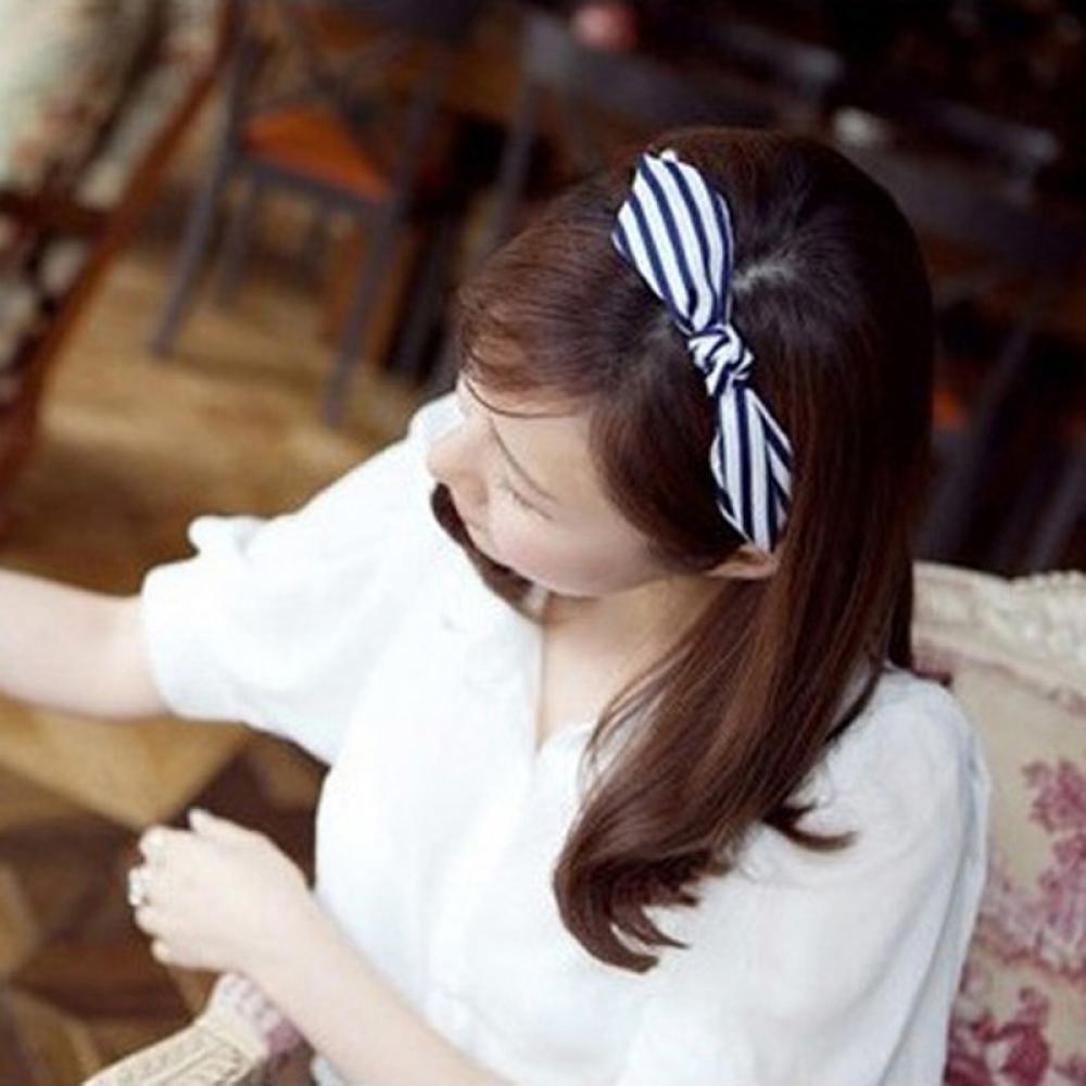 Băng Đô Cài Tóc Đính Nơ Họa Tiết Kẻ Sọc &amp; Hoa Cổ Điển Cho Nữ
