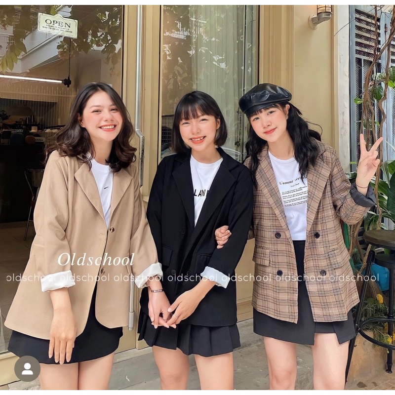 [Ảnh thật] Áo khoác blazer nữ màu nâu tây 2 lớp Hàn Quốc - Áo vest nữ 2 lớp