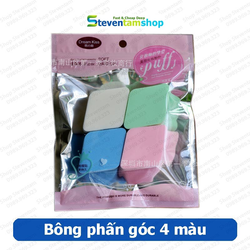 Bông phấn góc siêu mềm mịn dành tán kem nền (4 miếng)