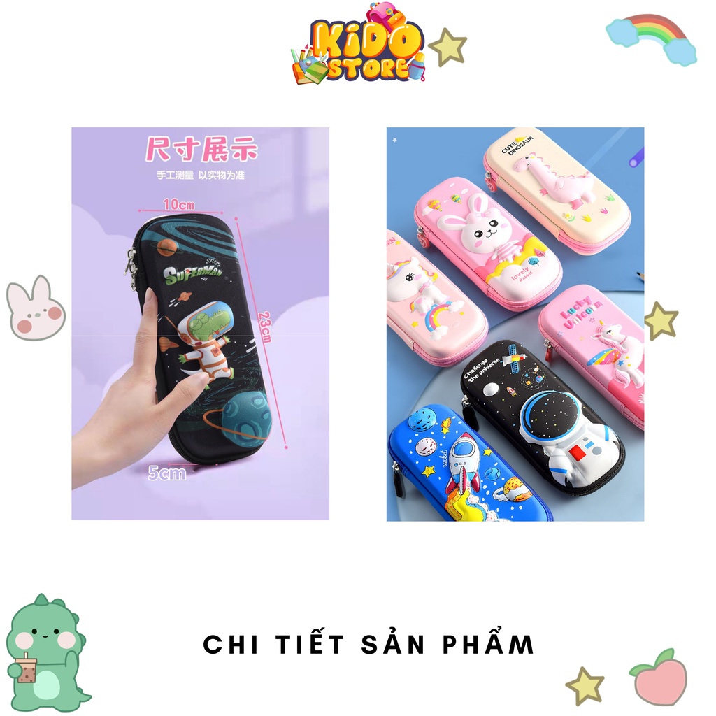Hộp đựng bút cho học sinh, hộp bút cho bé gái bé trai 3D cute từ lớp 1 đến lớp 5 có 2 ngăn giá rẻ KDP603