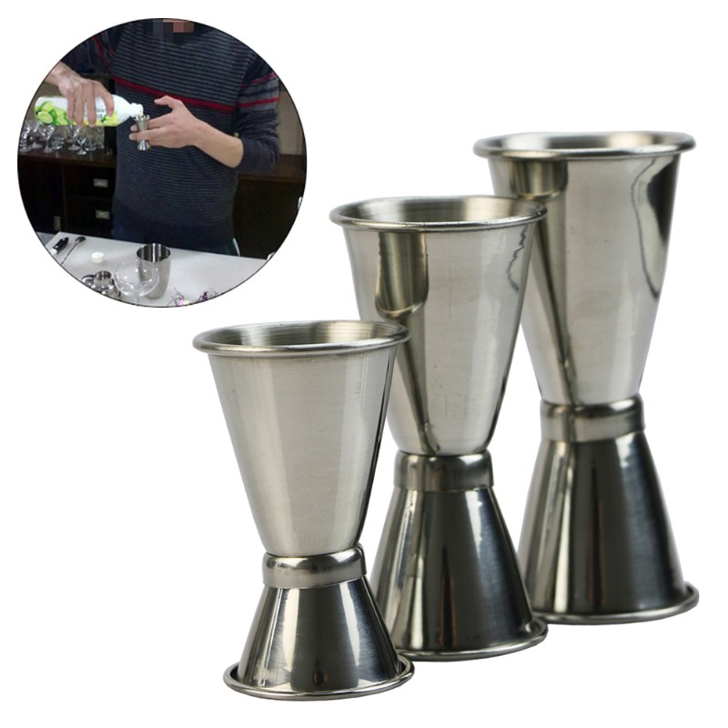 ❤❤ 3 Size Jigger Single Double Shot Cocktail Wine Short Measure Cup Drink Bar